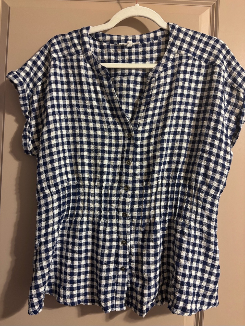Maurice’s Blue and White Gingham Button-Front Top